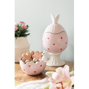 26CE1696 Storage Jar Egg Ø 13x25 cm Pink Ceramic Oval