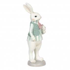 26PR3147 Figurine Rabbit 10x10x25 cm White Green Polyresin Home Accessories