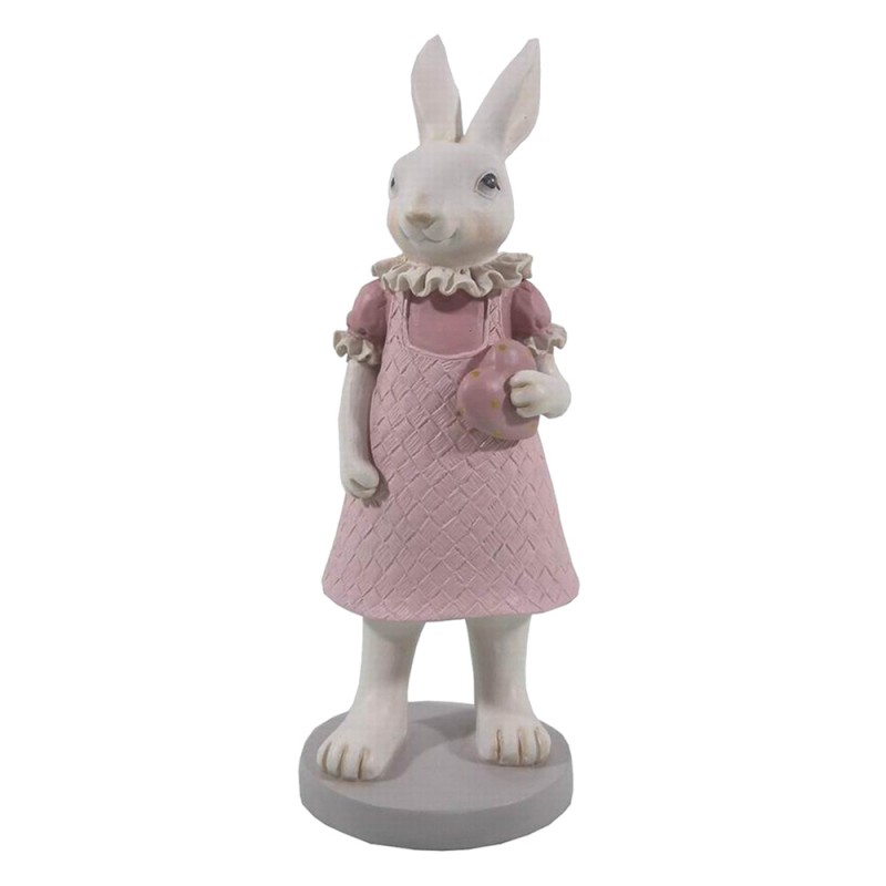 6PR3150 Figurine Rabbit 9x8x20 cm White Pink Polyresin Home Accessories