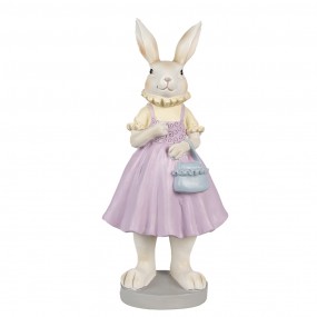 26PR4014 Figurine Rabbit 12x10x27 cm Brown Purple Polyresin Easter Decoration