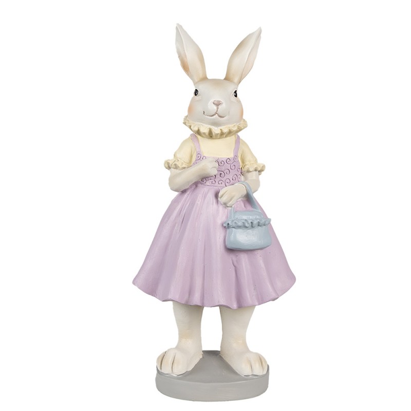 6PR4014 Figurine Rabbit 12x10x27 cm Brown Purple Polyresin Easter Decoration