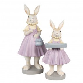 26PR4014 Figurine Rabbit 12x10x27 cm Brown Purple Polyresin Easter Decoration