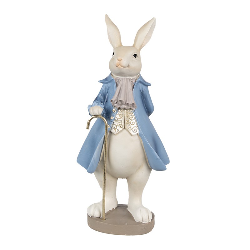 6PR4017 Figurine Rabbit 12x9x26 cm Beige Blue Polyresin Easter Decoration