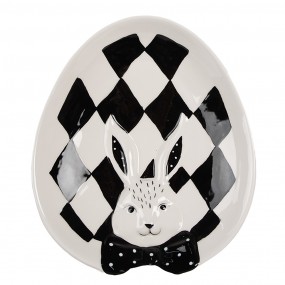 2CBDP Frühstücksteller 21x18x4 cm Weiß Schwarz Porzellan Kaninchen Oval Teller