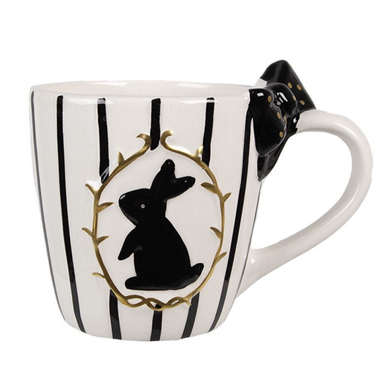 CBMU Mug 350 ml White Black Ceramic Rabbit Drinking Cup