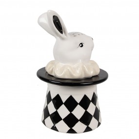2CBVO Barattolo di stoccaggio Coniglio 20 cm Bianco Nero Ceramica