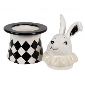 2CBVO Barattolo di stoccaggio Coniglio 20 cm Bianco Nero Ceramica