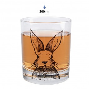2RAEGL0001 Water Glass 300 ml Transparent Glass Rabbit Drinking Cup