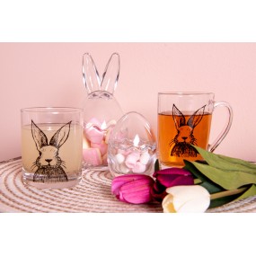 2RAEGL0001 Water Glass 300 ml Transparent Glass Rabbit Drinking Cup