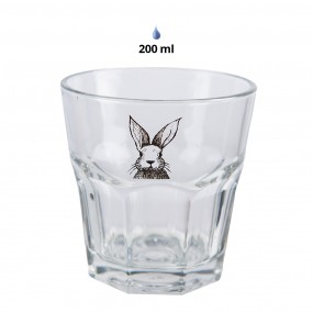 2RAEGL0003 Water Glass 200 ml Transparent Glass Rabbit Drinking Cup