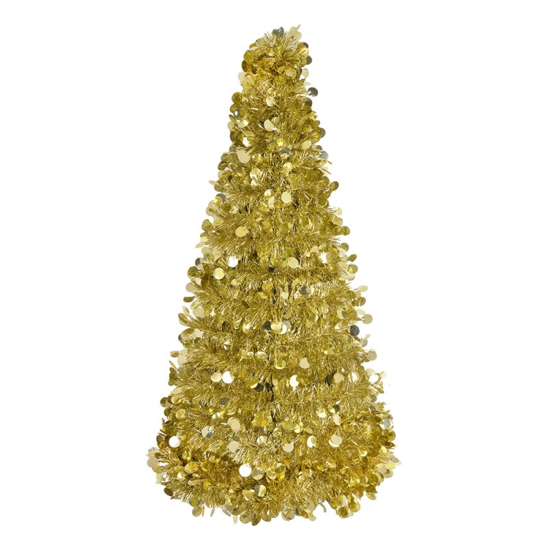 65512 Weihnachtsdekoration Weihnachtsbaum Ø 21x50 cm Goldfarbig Kunststoff Weihnachtsdekoration