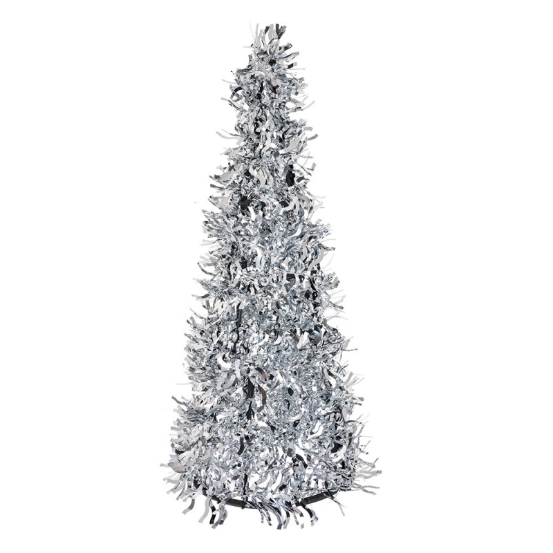 65537L Weihnachtsdekoration Weihnachtsbäume Ø 18x46 cm Silberfarbig Kunststoff