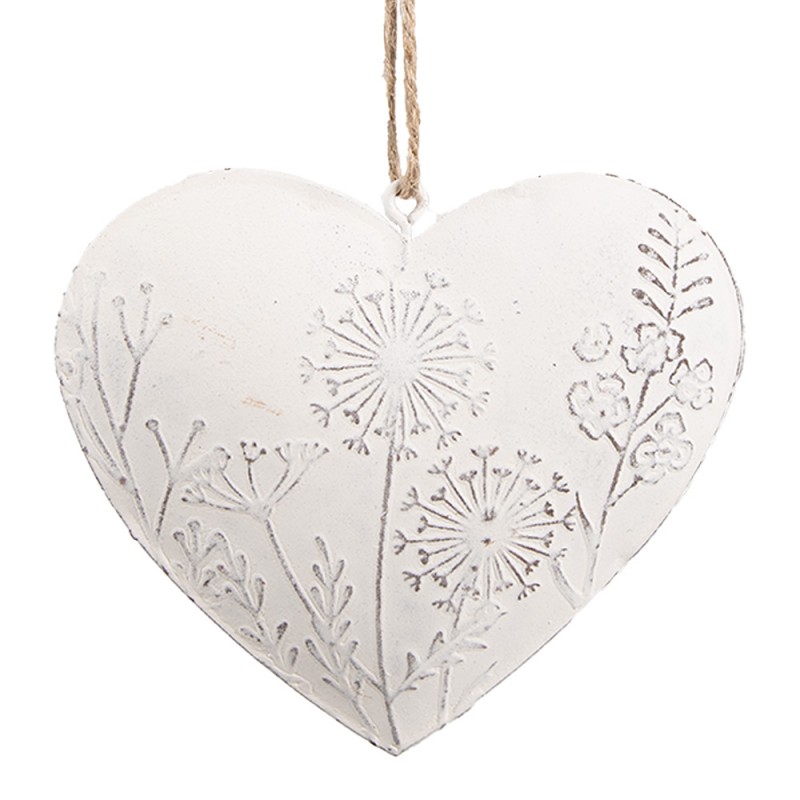 6Y5557 Décoration pendentif Coeur 11 cm Blanc Fer En forme de coeur