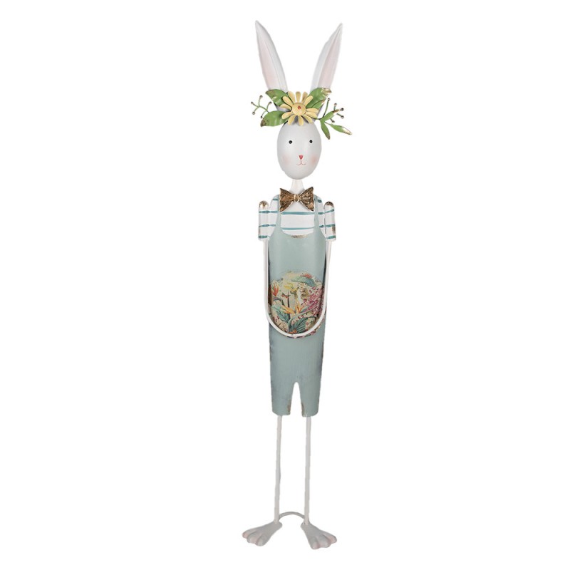 5Y1216 Decorative Figurine Rabbit 87 cm White Green Iron
