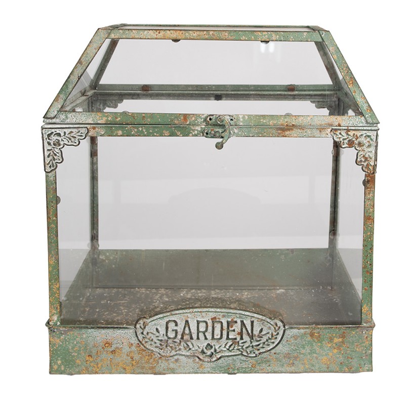 65278 Decorative Propagation Box 33x21x36 cm Green Metal Glass Seed Tray