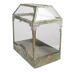 265278 Dekorative Anzuchtkasten 33x21x36 cm Grün Metall Glas Anzuchtschale