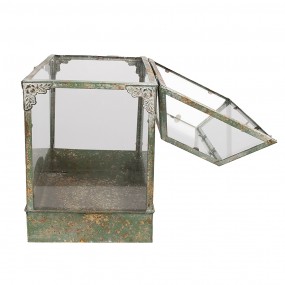 265278 Dekorative Anzuchtkasten 33x21x36 cm Grün Metall Glas Anzuchtschale