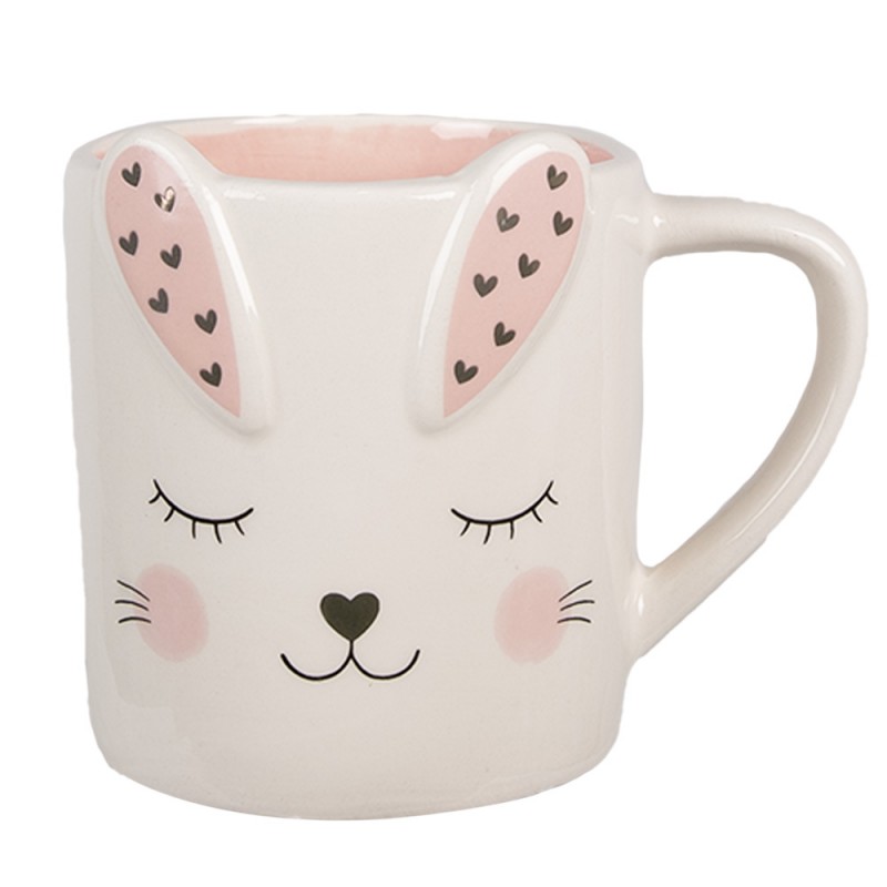 6CE1682 Mug 300 ml White Ceramic Rabbit Easter Decoration