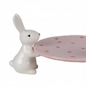 26CE1693 Decorative Bowl 24x23x12 cm Pink White Ceramic Rabbits