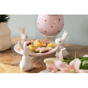 26CE1693 Decorative Bowl 24x23x12 cm Pink White Ceramic Rabbits