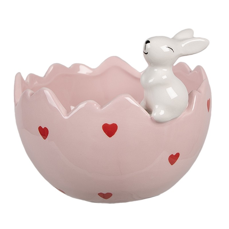 6CE1694 Decorative Bowl Egg 13x12x10 cm Pink Ceramic