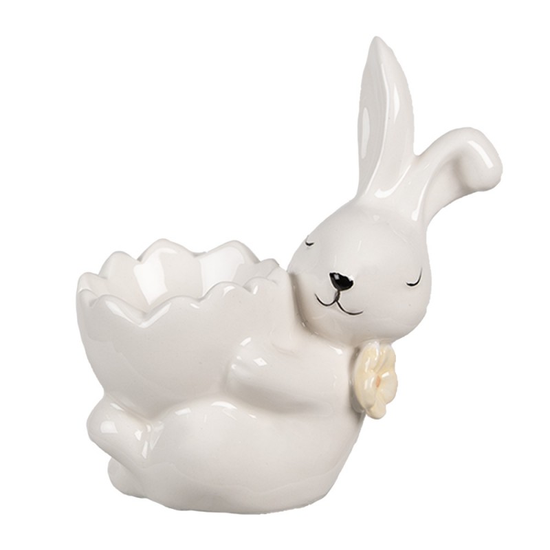 6CE1700 Egg Cup Rabbit 11 cm White Ceramic Egg Holder