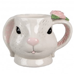 26CE1704 Mug Rabbit 450 ml White Pink Ceramic Tea Mug