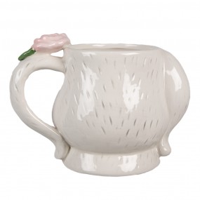 26CE1704 Mug Lapin 450 ml Blanc Rose Céramique Tasse à thé