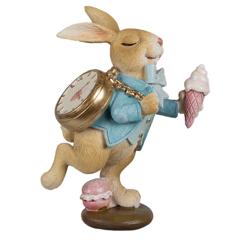 6PR4145 Figurine Rabbit 14 cm Brown Blue Polyresin Easter Decoration