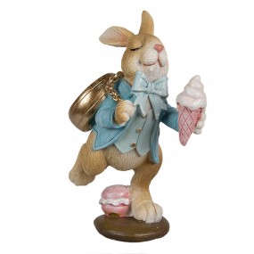 26PR4145 Figurine Rabbit 14 cm Brown Blue Polyresin Easter Decoration