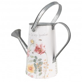 26Y5490 Decorative Watering Can 36x17x25 cm White Metal Flowers