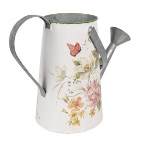 26Y5516 Decorative Watering Can 37x17x27 cm White Metal Flowers