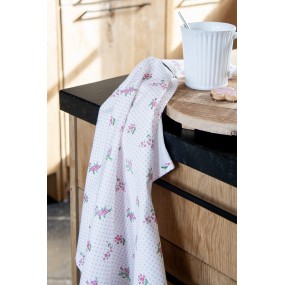 2KT042.048 Tea Towel  47x70 cm Pink Cotton Flowers Kitchen Towel