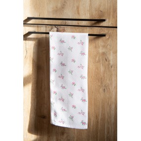 2KT042.048 Tea Towel  47x70 cm Pink Cotton Flowers Kitchen Towel