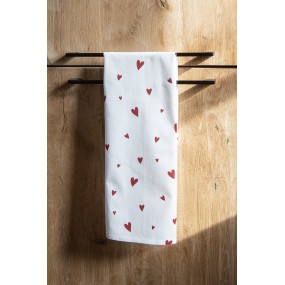 2KT042.051 Tea Towel  47x70 cm White Cotton Hearts Kitchen Towel