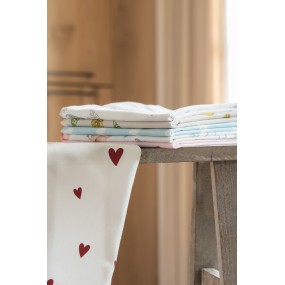 2KT042.051 Tea Towel  47x70 cm White Cotton Hearts Kitchen Towel