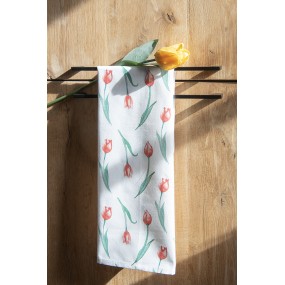 2KT042.052 Tea Towel  47x70 cm White Cotton Tulips Kitchen Towel