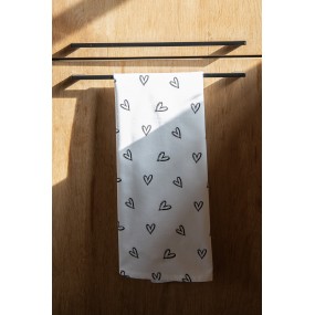 2KT042.053 Tea Towel  47x70 cm White Cotton Hearts Kitchen Towel