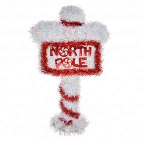 265491 Christmas Sign Sign 20x5x36 cm Red White Plastic