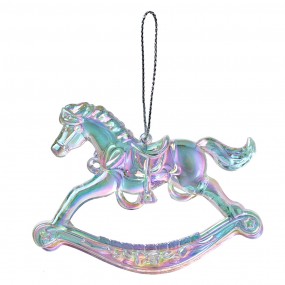 265608 Ornamento Natalizio Cavallo a dondolo 8 cm Color argento Plastica