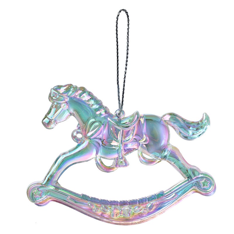 65608 Christmas Ornament Rocking Horse 8 cm Silver colored Plastic