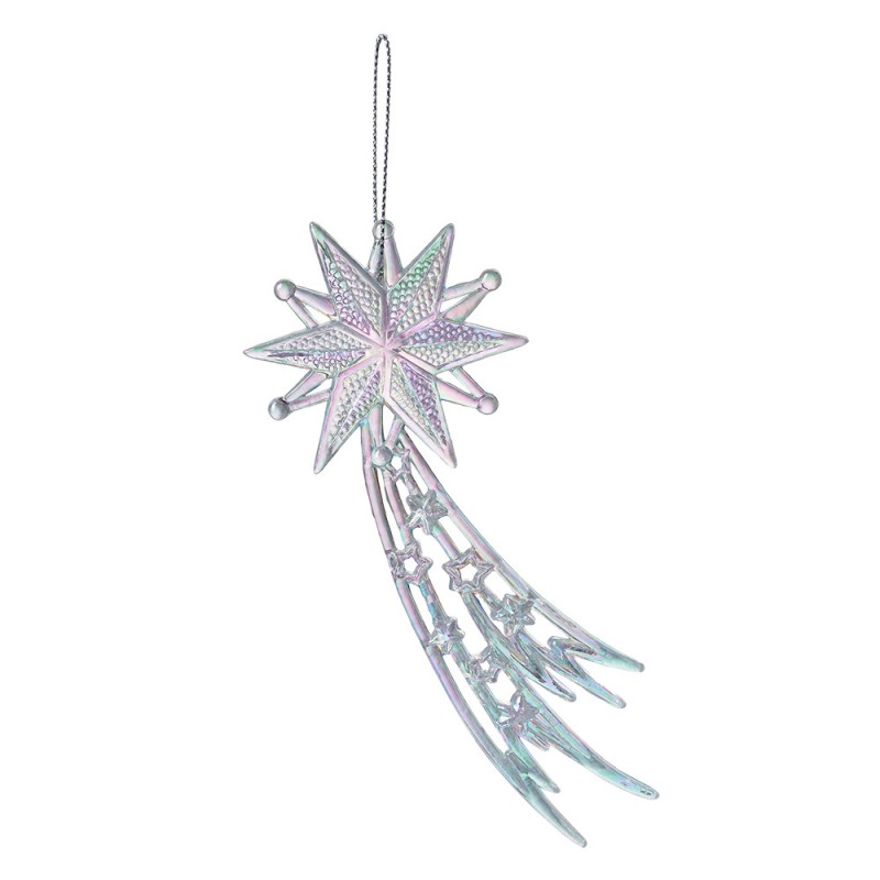 65609 Weihnachtsanhänger Stern 15 cm Silberfarbig Kunststoff