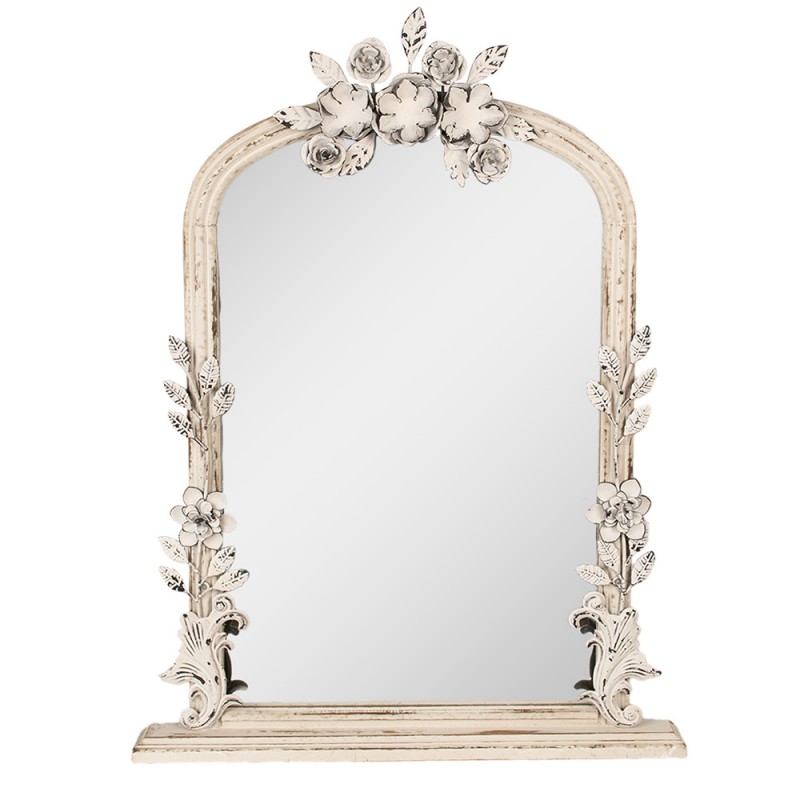 52S308 Mirror 56x5x77 cm Beige MDF Glass Rectangle Wall Mirror