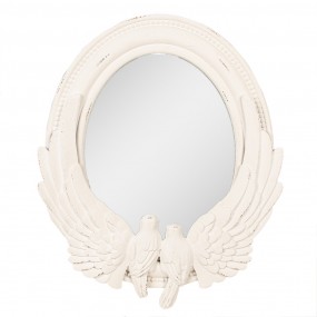 252S309 Mirror 50x5x60 cm White MDF Glass Oval Wall Mirror