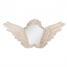 252S311 Mirror 70x5x35 cm Beige MDF Glass Wings Oval Wall Mirror