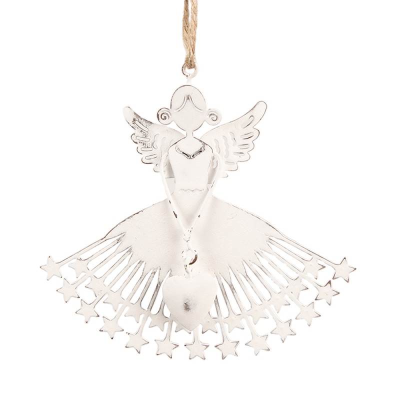 6Y5555 Ornement de Noël Ange 12 cm Blanc Fer Décoration pendentif
