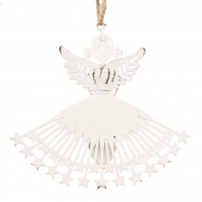 26Y5555 Ornement de Noël Ange 12 cm Blanc Fer Décoration pendentif
