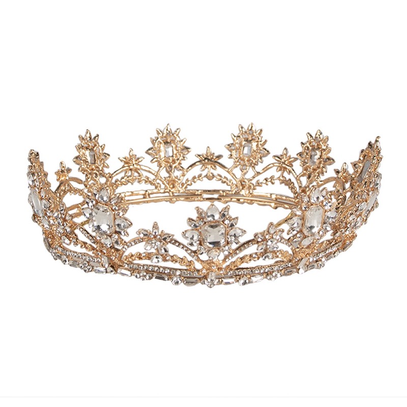 JZCR0005 Headband for Women Crown Ø 15x6 cm Gold colored Metal Round