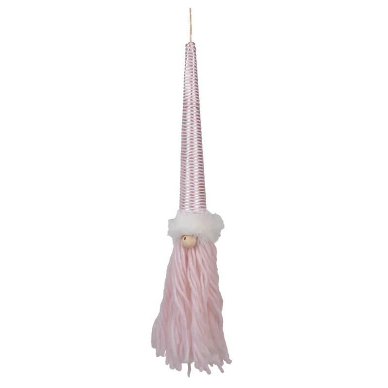 65611 Decorative Pendant Gnome 48 cm Pink Synthetic