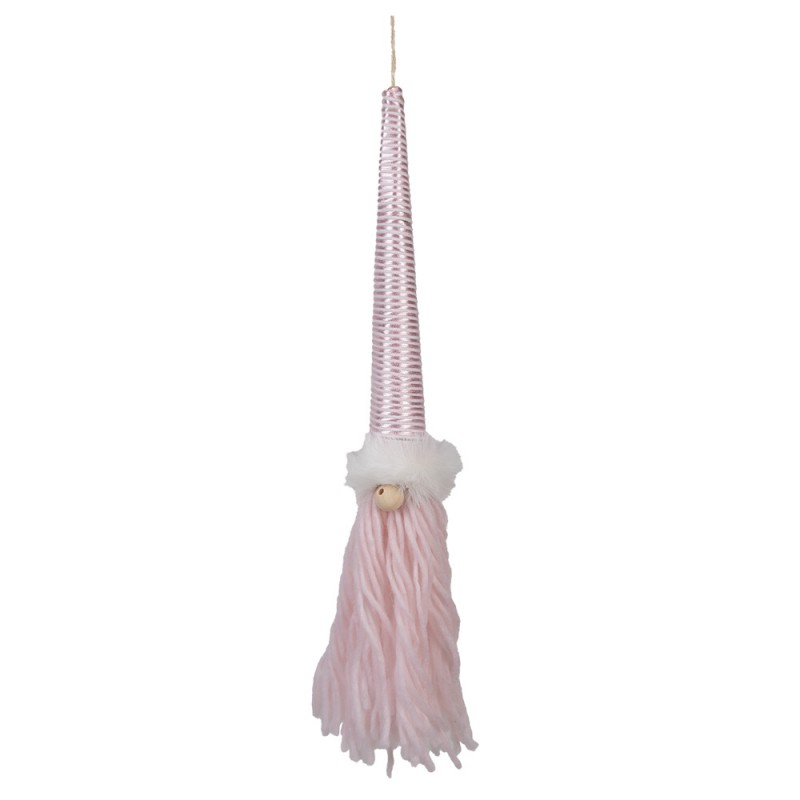 65611 Decorazione pendente Gnomo 48 cm Rosa Sintetico